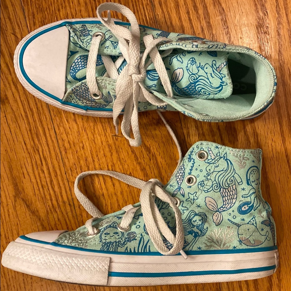 EUC Converse All Star Mermaid High Top, Greenish